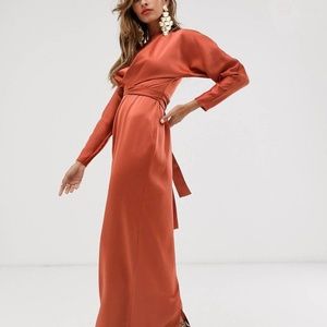 ASOS Satin Maxi Dress with Batwing Sleeve